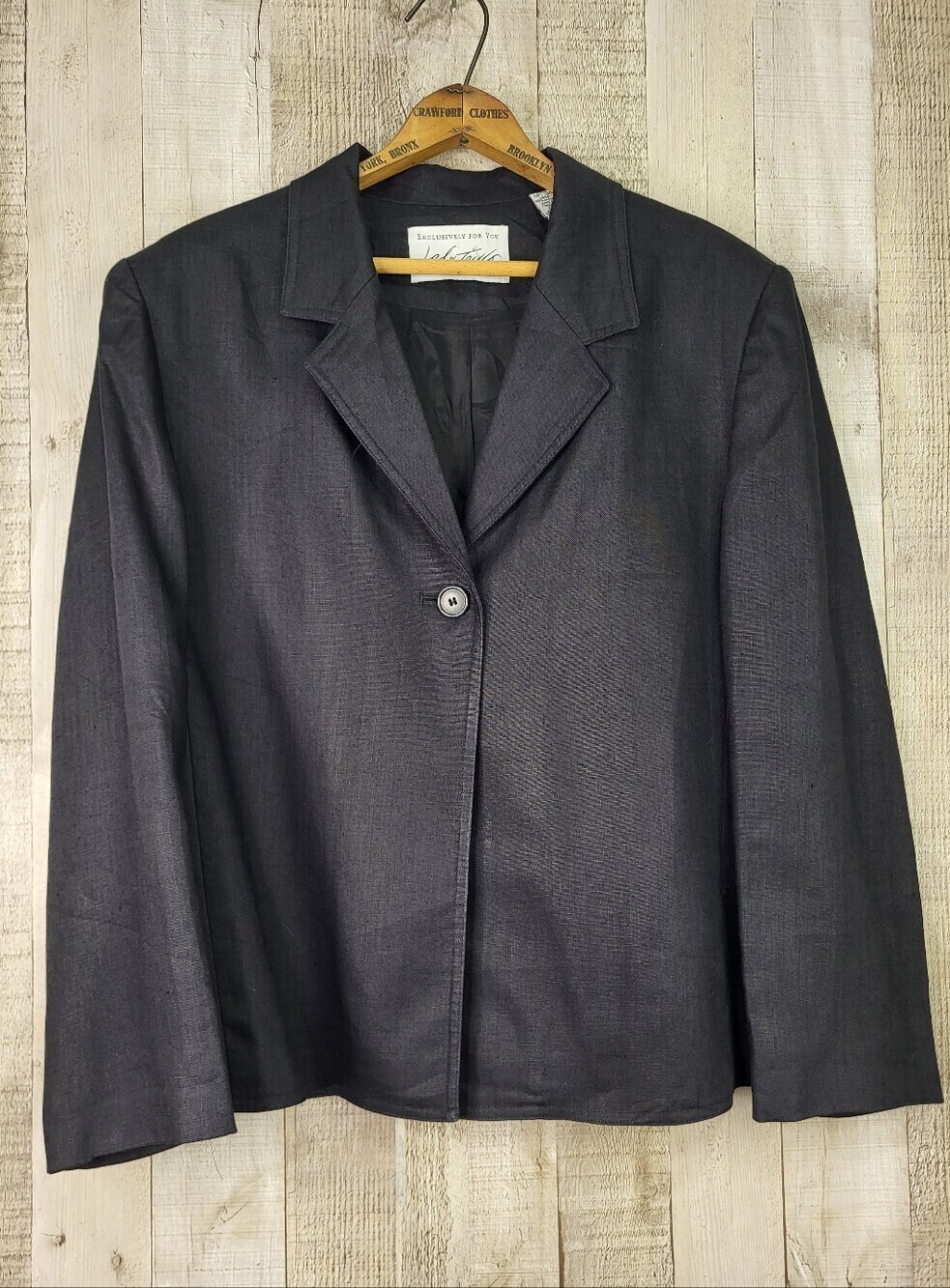 Lord & Taylor Black Linen Blazer. Size 14